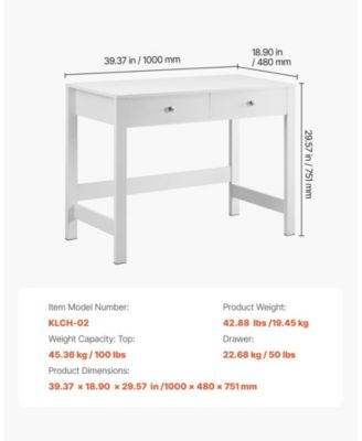 Small Desk with Drawers, Kids Desk for Bedroom, Modern Study Table, White