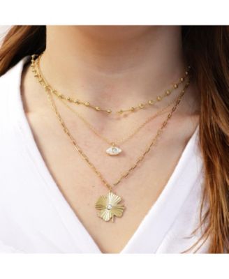 Moon Bead Link Necklace 14K Gold-Plated Sterling Silver