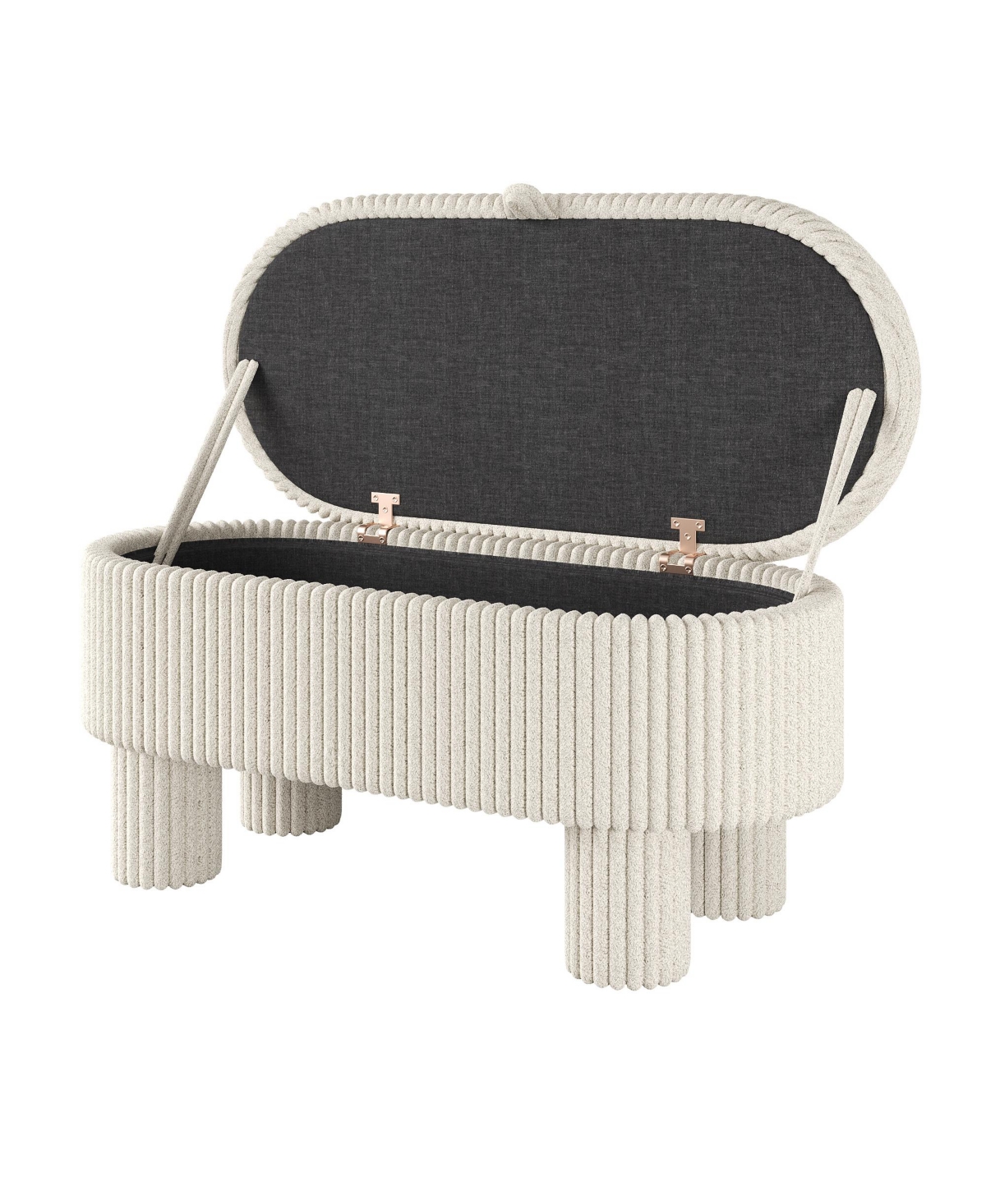 Rainsken Modern Storage Ottoman, Corduroy Upholstered Bench with Hidden Compartment for Bedroom, Living Room, Entryway