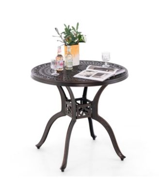 31.5'' Cast Aluminum Table Round Dining Table w/ 2'' Umbrella Hole Patio