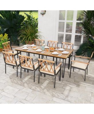 79'' Outdoor Dining Table 8-Person Table w/ 1.9'' Umbrella Hole Patio
