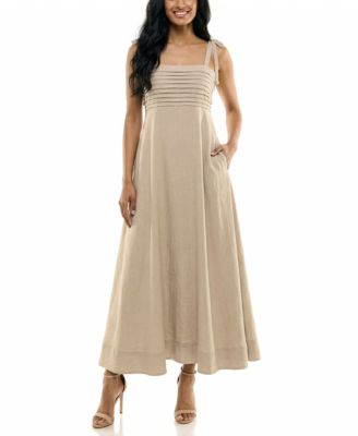 Women's Pleated Square Neck A-Line Dress