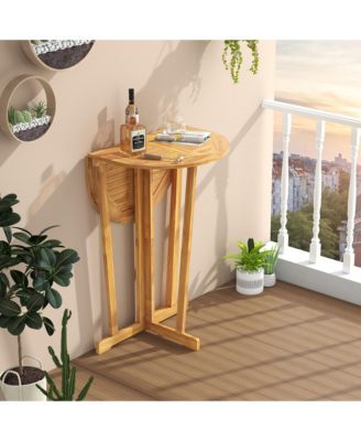 Outdoor Folding Bar Table w/ Oval Tabletop and Cross Base for Patio