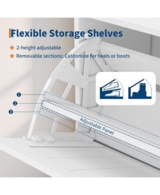 Shoe Cabinet with Mirror, 2 Flip Drawers and Side Cabinet, Wood Shoe Storage Cabinet with Adjustable Shelves, Modern Home Storage Organizer