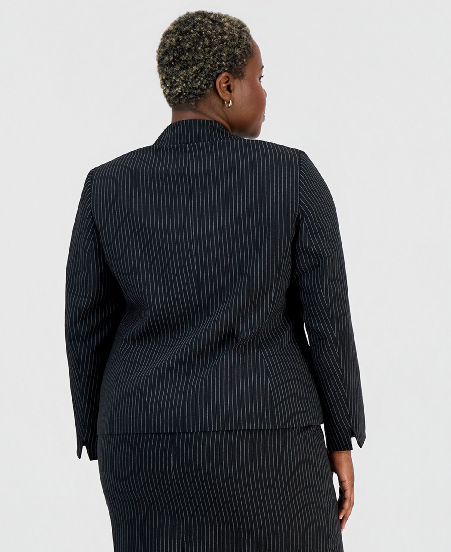 Plus Size Three-Button Notch-Collar Jacket & Slim Skirt Suit