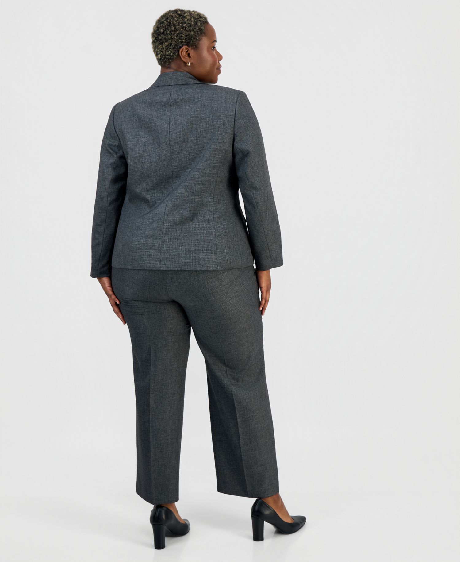Plus Size Four-Pocket Jacket & Fly-Front Wide-Leg Pants Suit
