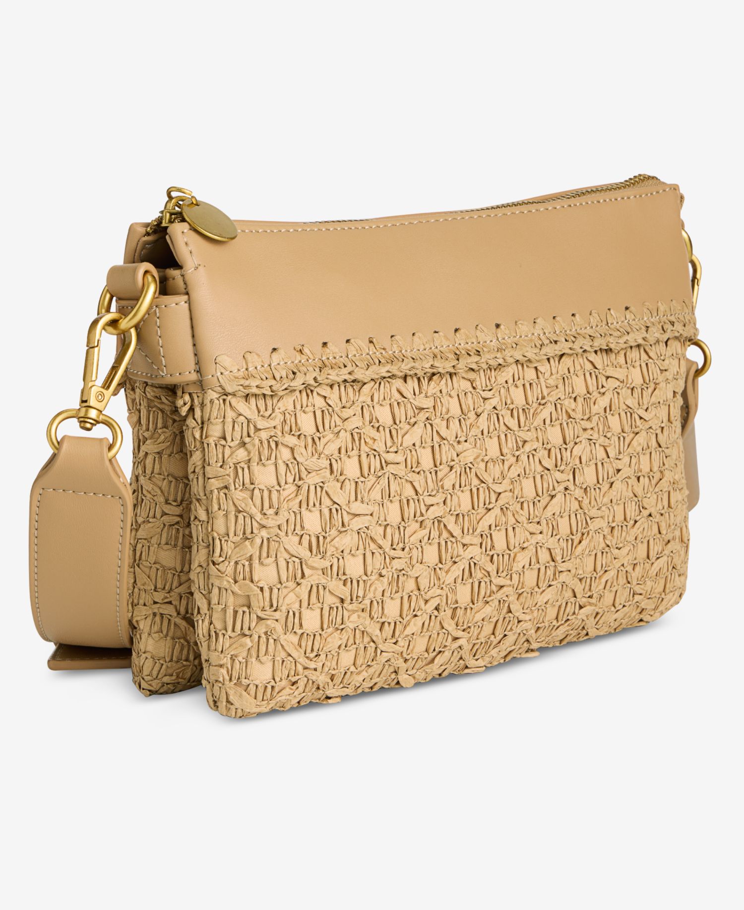 Crochet Straw Double Comp Crossbody