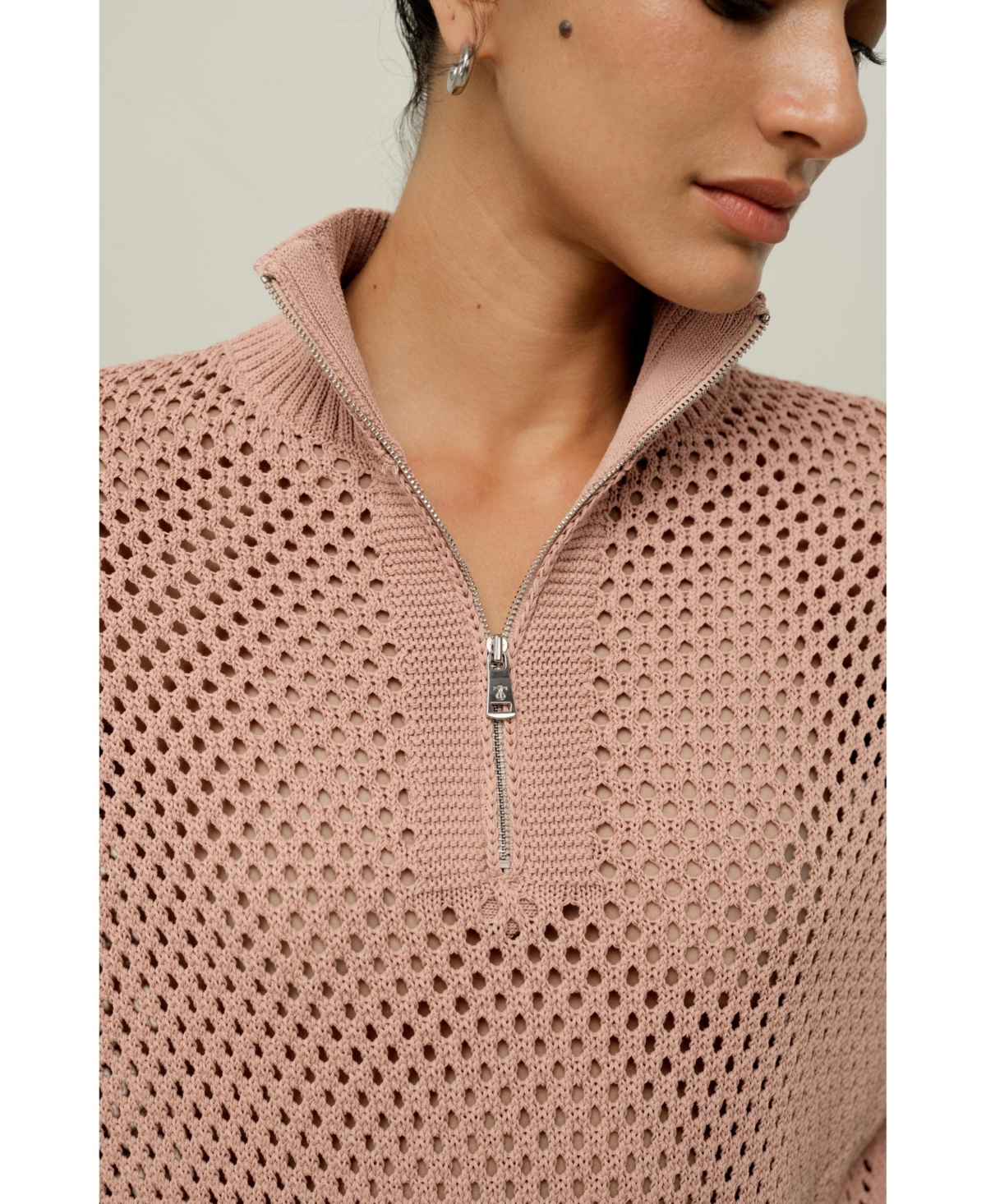 Lilysilk Women's Toscana Pointelle Knit Half-Zip Sweater