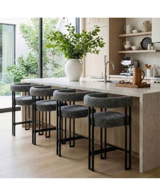 Upholstered Counter Height Stool with Arms, Metal Frame 1 Pc