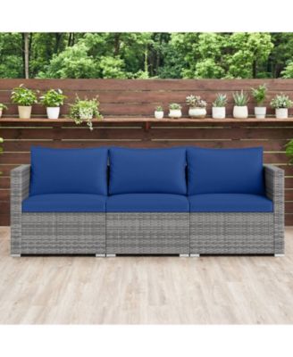 3-Piece Modular Patio Sectional Sofa Set with Removable Cushions