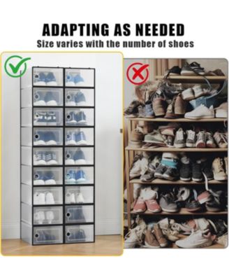 18 Pack Clear Shoe Storage Boxes with Front Doors