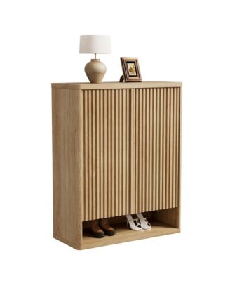 31.5 Shoe Cabinet with Fluted Door and Adjustable Shelves, Narrow Entryway Storage