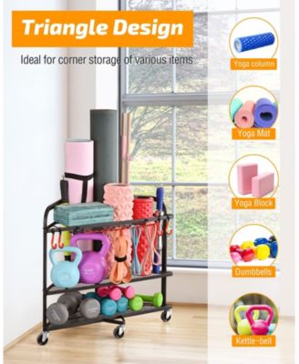 Triangle Yoga Mat Storage Cart with Wheels for Home Gym Equipment
