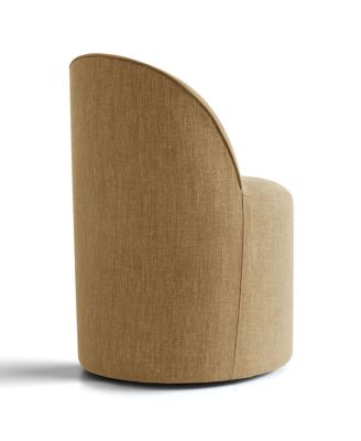 Linen Upholstered Rolling Dining Chair with Casters Swivel 1 Piece