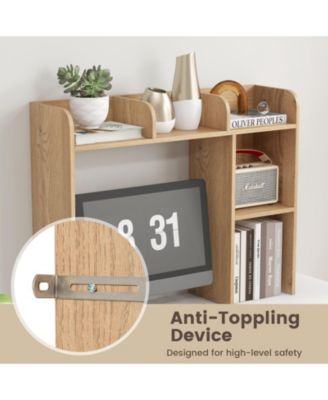 Three Tier Desk Bookshelf with Open Shelves for Home Office