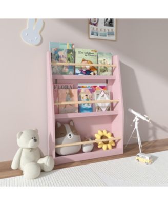 3-Tier Kids Book Rack Bedroom Playroom Classroom Organizer Pink