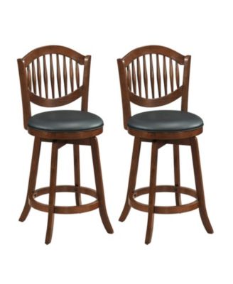 25 in Swivel Upholstered Faux Leather Counter Height Bar Stools Set of 2