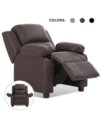 Kids Headrest Recliner Sofa with Flip-Up Storage Arms