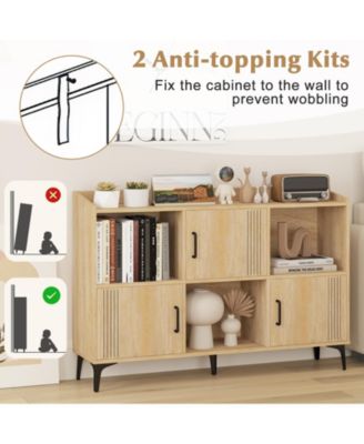 Sideboard Storage Cabinet with Doors and Open Compartments