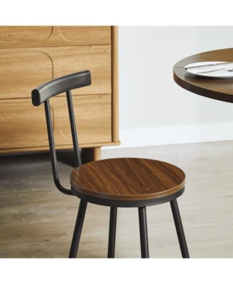 3-Piece Bar Table Set with 31.5-Inch Round Table and 2 Stools with Metal Footrest Ring