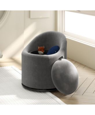 360-Degree Swivel Barrel Chair with Hidden Storage