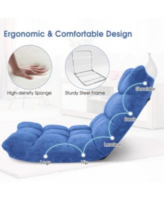 14-Position Adjustable Cushioned Floor Chair with Steel Frame