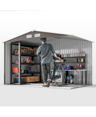 9' x 6' Storage Shed Garden Tool House w/ Vents Doors Light