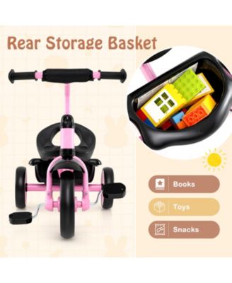 Kids Tricycle, Toddler Trike with Adjustable Seat and Storage Basket
