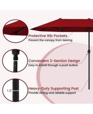 13 ft Double Sided Patio Market Umbrella with Crank Handle