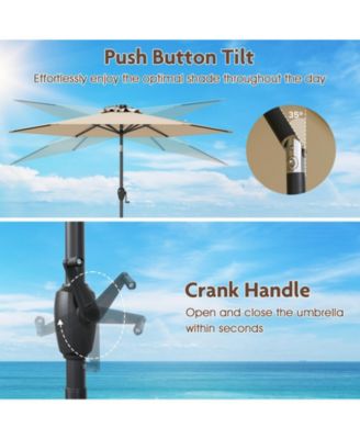 7.5 ft Solar Powered Patio Umbrella with LED Lights and Crank