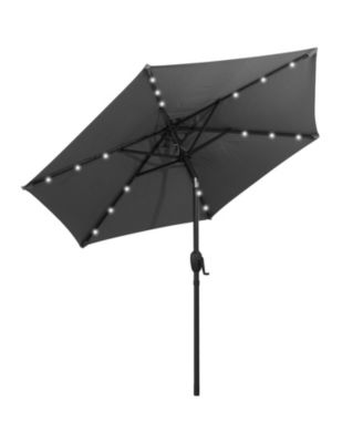 7.5 ft Solar Powered Patio Umbrella with LED Lights and Crank