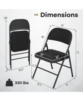 Padded Folding Chairs 2-Pack with Reinforced Metal Frame