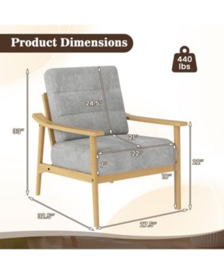 Modern Accent Chair with Rubber Wood Armrests and Legs