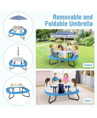 Toddler Outdoor Activity Table with Adjustable and Collapsible Umbrella.