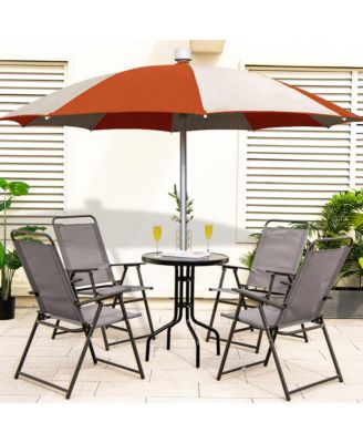 Set of 4 Folding Sling Chairs Portable chair w/ Dining Armrest Backrest Patio