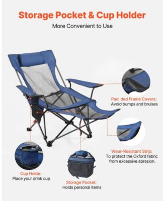 4-Position Reclining Camping Chair Folding Patio Lounger 52.36 x 21.65 x 15.74