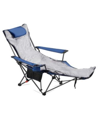 Reclining Camping Chair 4 Adjustable Positions Folding Lounger with Footrest