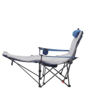 Reclining Camping Chair 4 Adjustable Positions Folding Lounger with Footrest