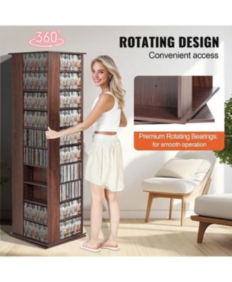 Media Storage Cabinet, Rotating Tower, Holds 1040 CDs, Espresso Finish