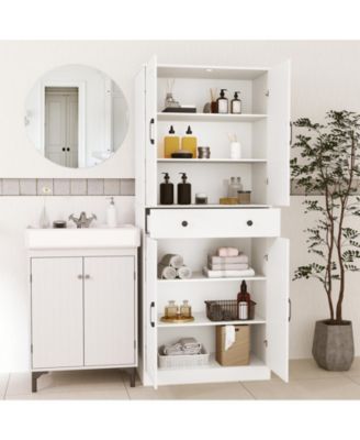 Tall Farmhouse Storage Cabinet with Sliding Barn Doors