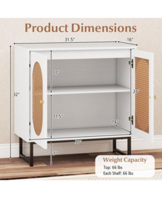 Rattan Buffet Storage Cabinet with Doors and Adjustable Shelf