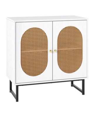 Rattan Buffet Storage Cabinet with Doors and Adjustable Shelf