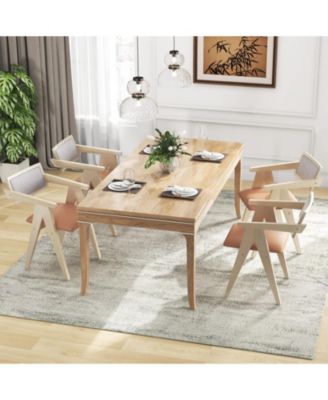 Mid Century Wooden Accent Chairs Set of 2 with Leathaire Cushions