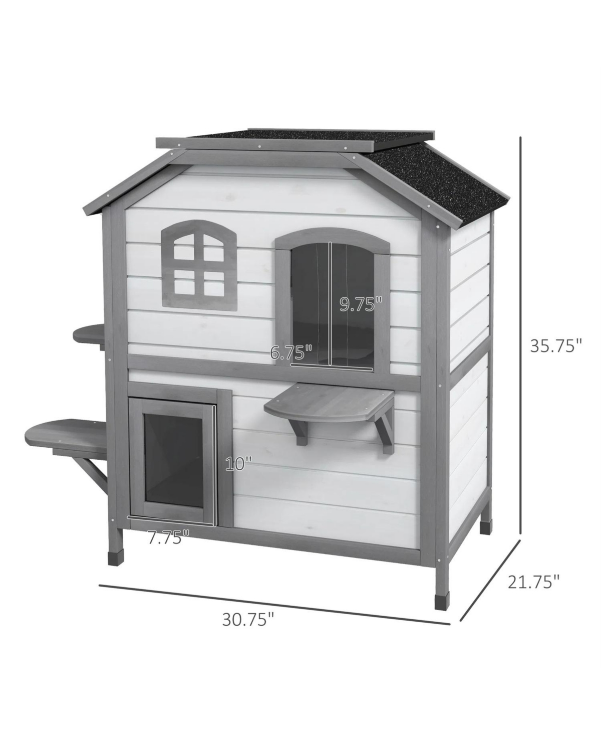 Zeus & Ruta Outdoor 2-Level Cat Shelter with Escape Hatch, Durable Roof and 4 Platforms