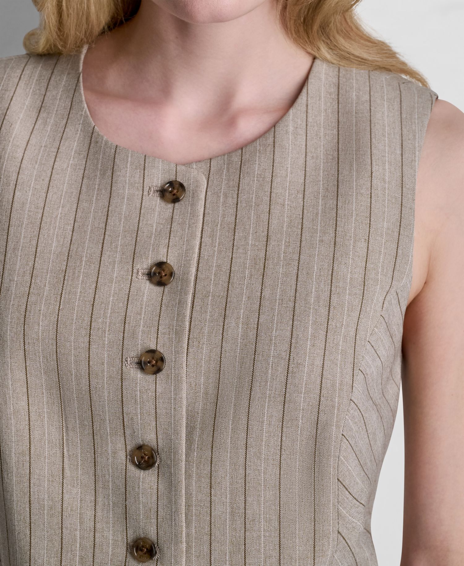 Women's Pinstripe Button-Front Vest, Regular & Petite