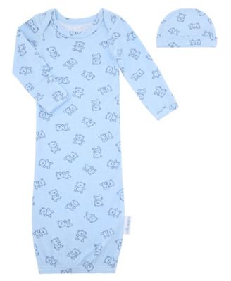 Baby Boys' Bear Long-Sleeve Gown and Hat, 2-Piece Set