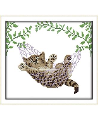 Cross Stitch Embroidery Kit Cat On Basket Animals Easy Patterns Christmas Gifts Stamped