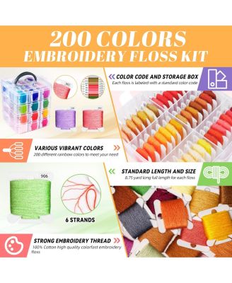262Pack Embroidery Thread Floss Kit Cross Sewing Storage Box Tools 4-tier