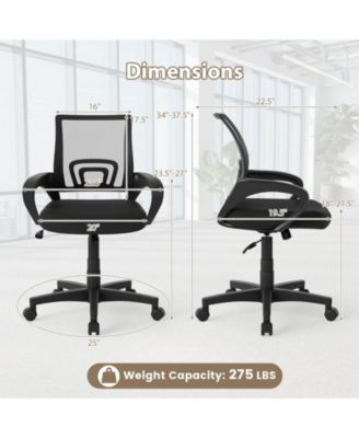Mid Back Office Chair Mesh Ergonomic Lumbar Support