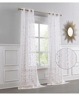 Lindsey 2-Pack Linen Textured Metallic Light Filtering Grommet Curtain Panel Pair